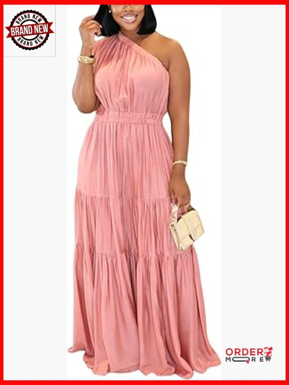 One Shoulder Sleeveless Boho Beach Maxi Dress Flowy Summer Sundress
